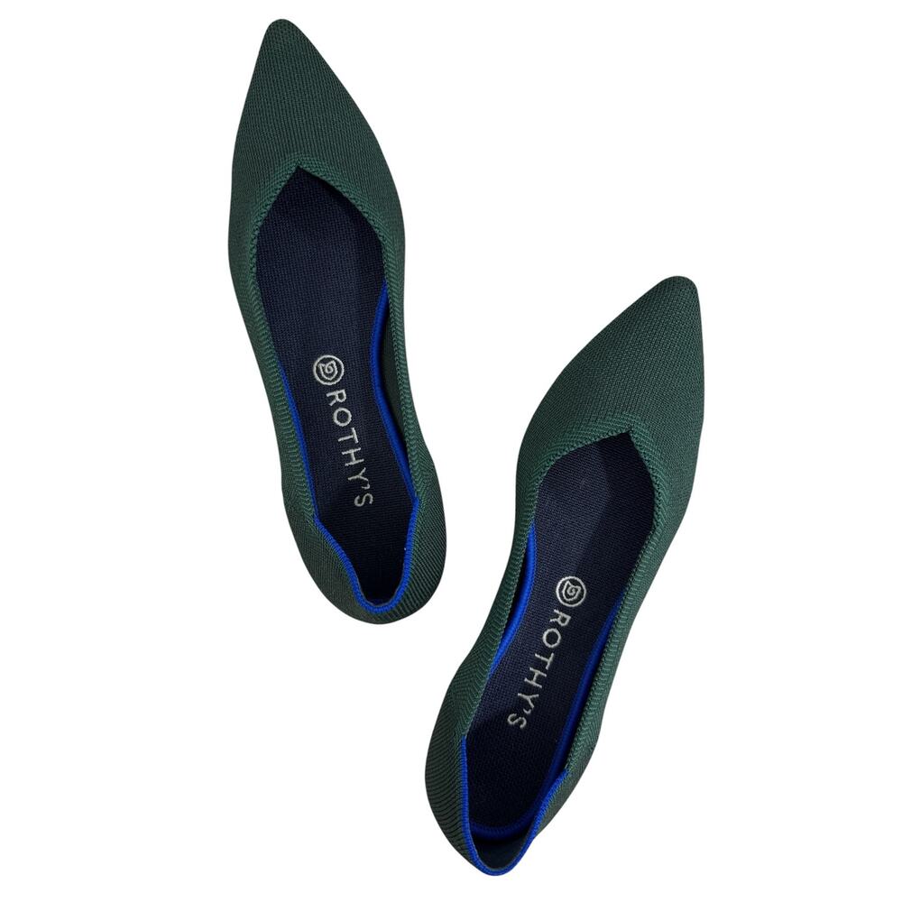Rothy’s The Point Emerald Green Pointed Toe Ballet Flats Women’s Size 11 Slip On - Picture 4 of 10